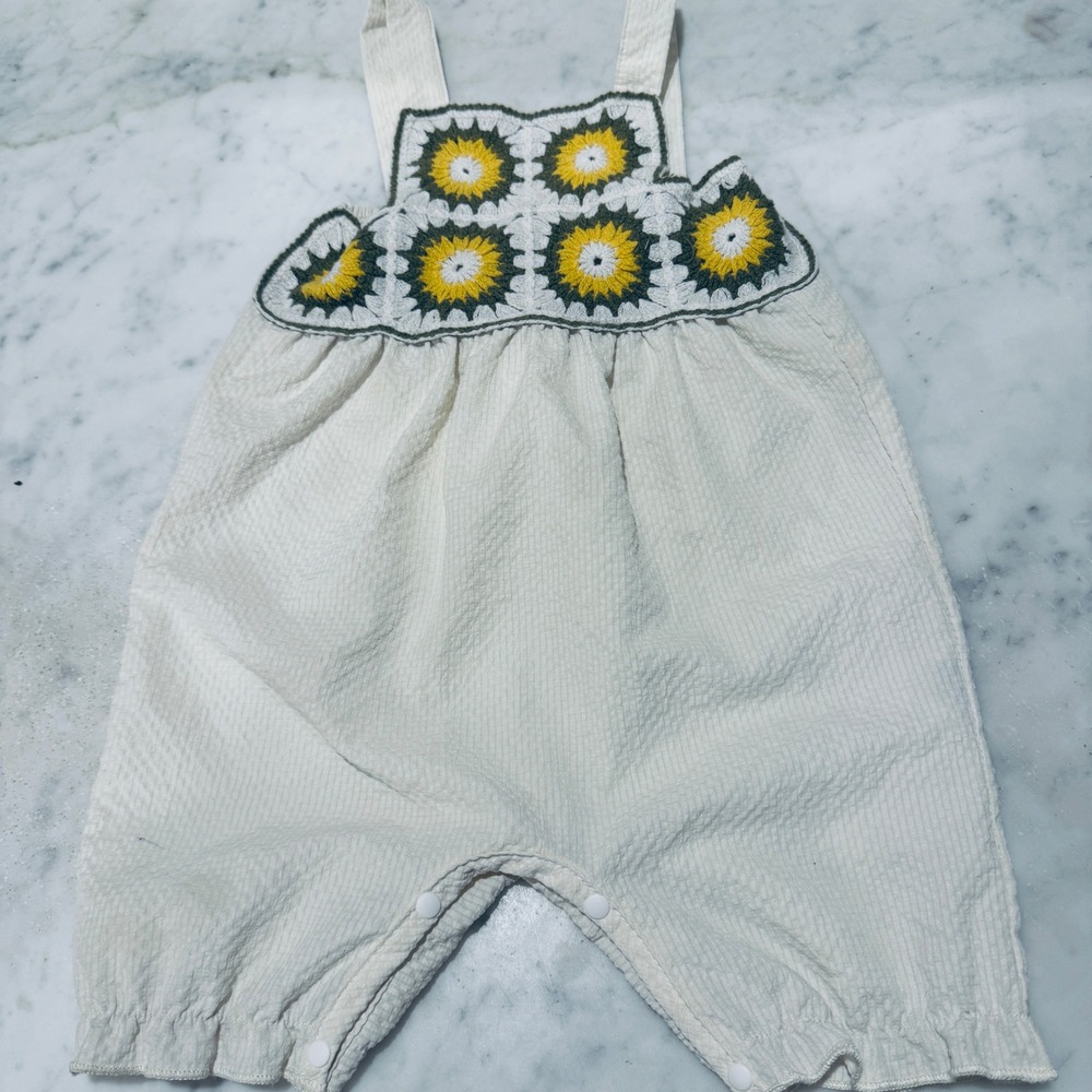 Romper Crochet‎ Sunflowers Sleeveless Jumpsuit Kids Baby Girl